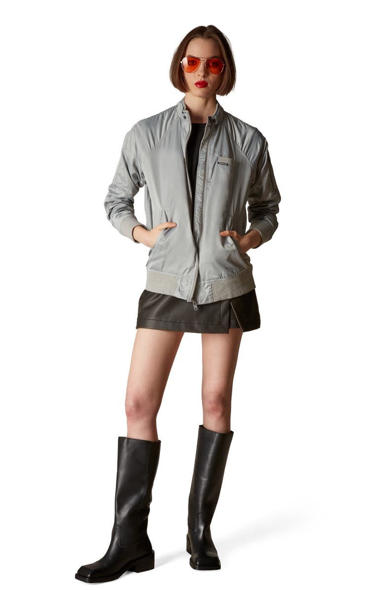 Members Only Women's Satin Bomber Jacket, Alternate, color, Silver