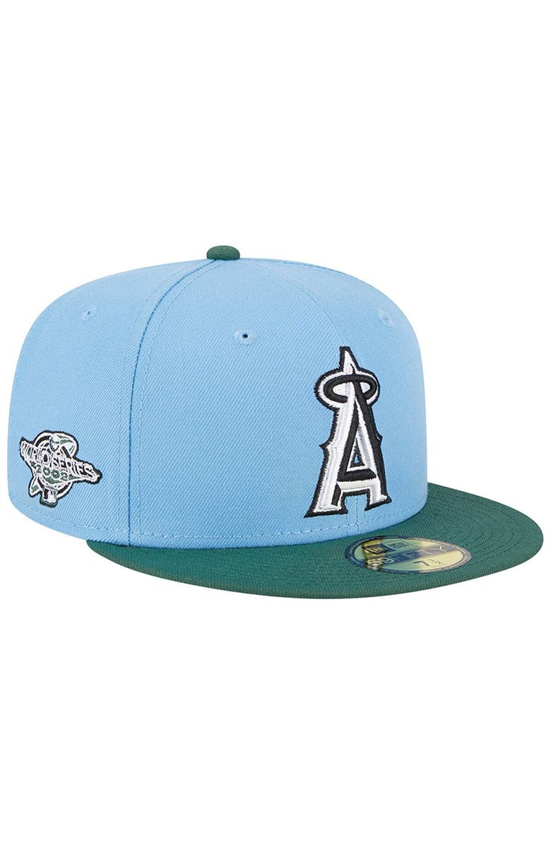 New Era Men's New Era Sky Blue/Cilantro Los Angeles Angels 2002 World Series 59FIFTY Fitted Hat, Main, color,