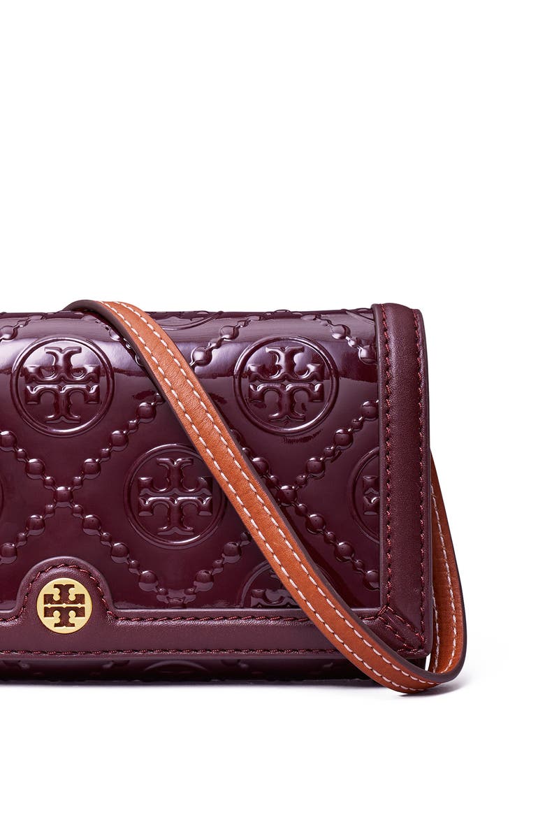 Tory Burch T Monogram Patent Leather Crossbody Wallet, Alternate, color, 