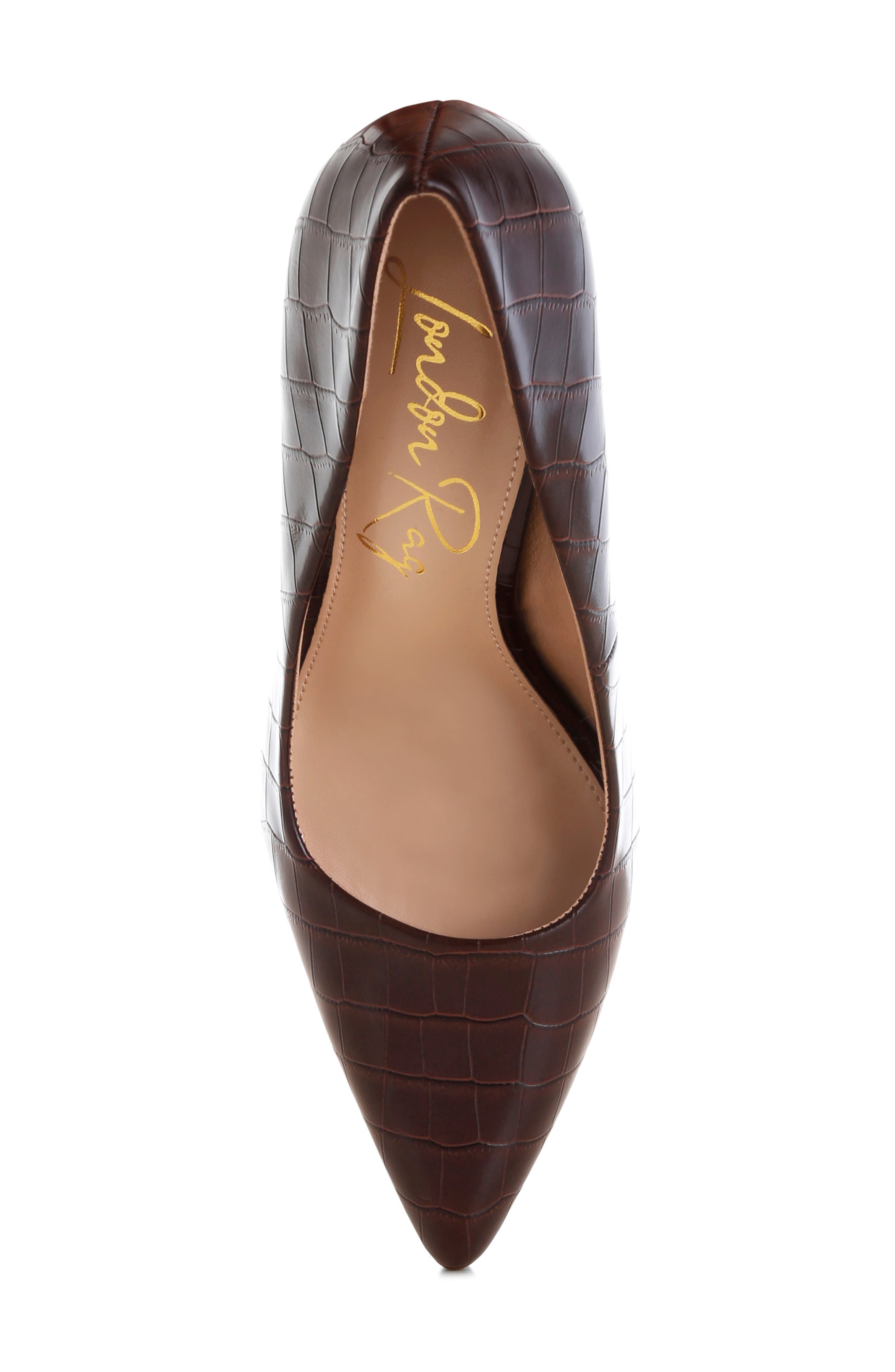 Scheba Croc Embossed Pump, Alternate, color, BROWN