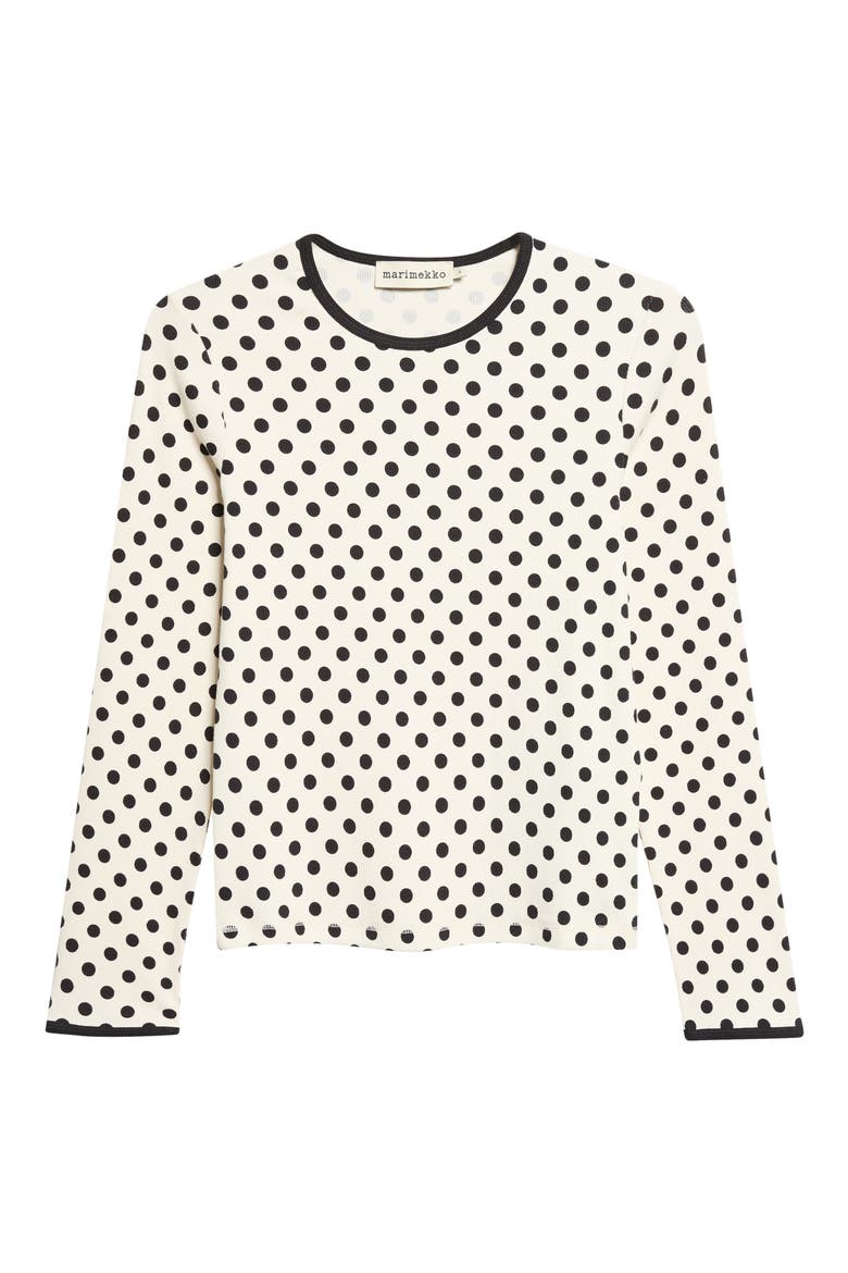 Lipua Palo Kioski Polka Dot Rib Knit Top, Main, color, OFF WHITE BLACK