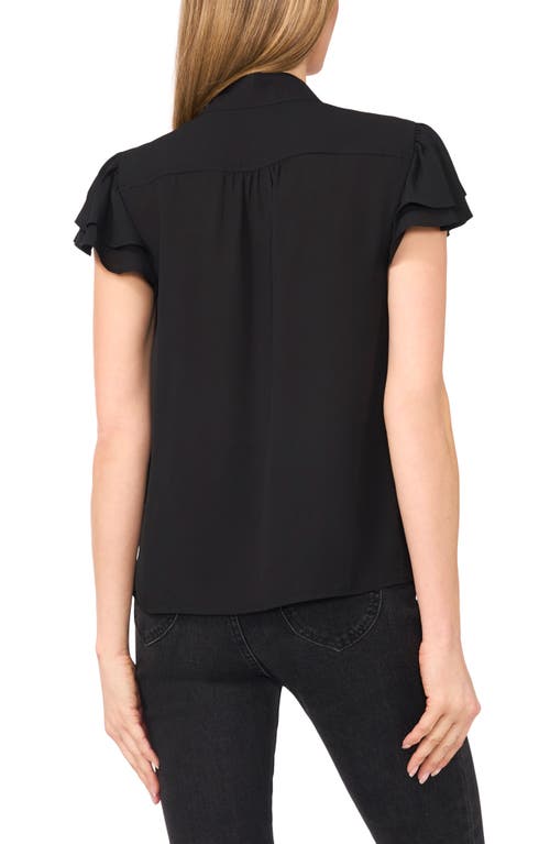 Shop Cece Flutter Sleeve Georgette Top In Rich Black