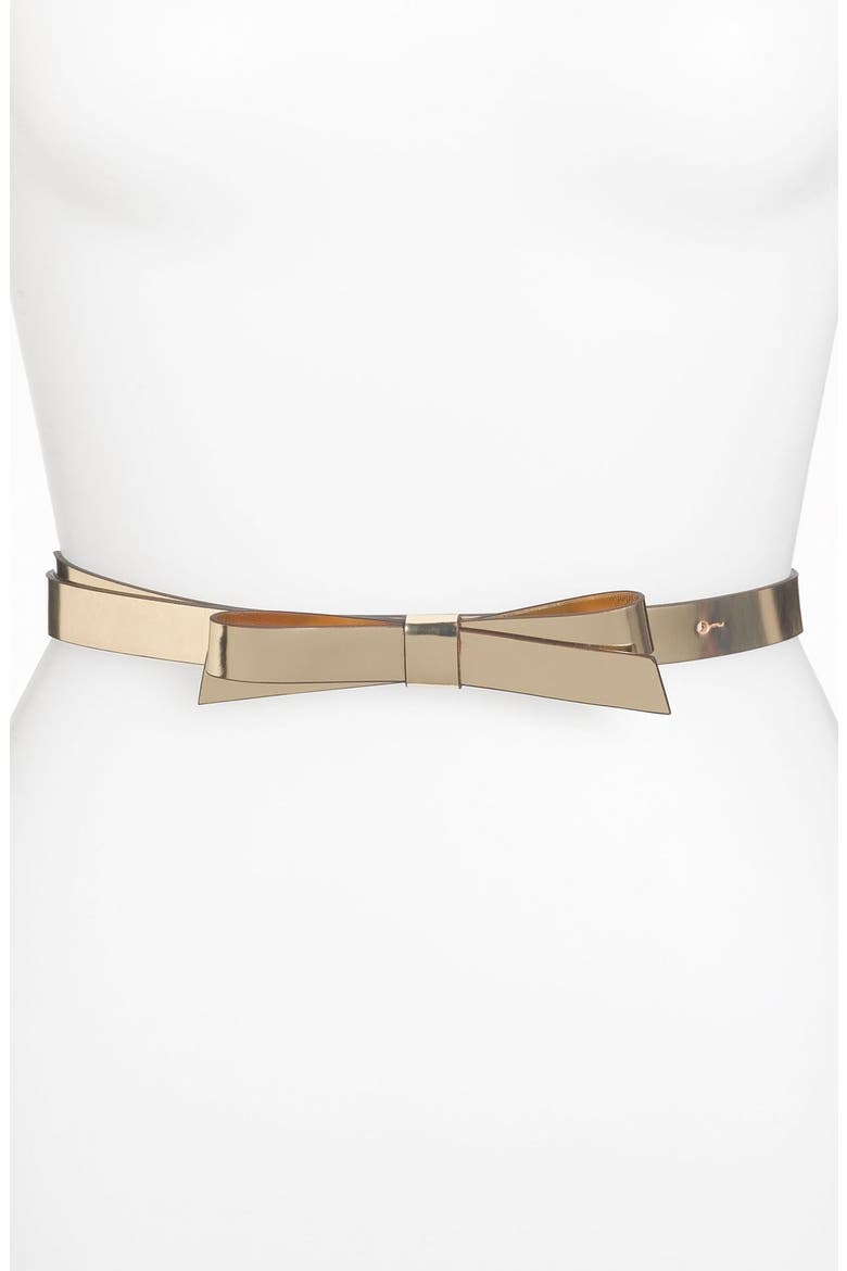 'bow' metallic leather belt, Main, color, GOLD