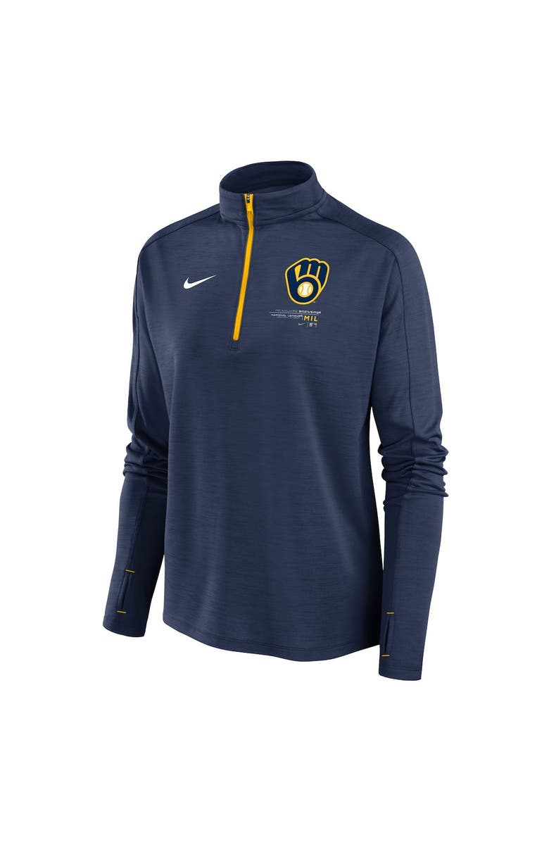 Nike Women's Nike Navy Milwaukee Brewers Pacer Quarter-Zip Top, Alternate, color, 