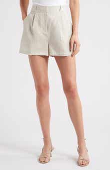 Milly Pleated Linen & Cotton Shorts