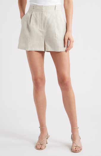 Milly Pleated Linen & Cotton Shorts