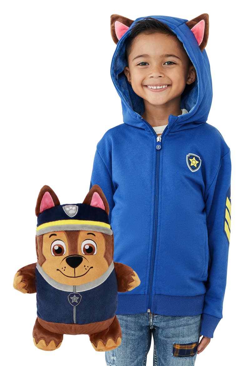 x Nickelodeon® PAW Patrol™ Chase 2-in-1 Stuffed Animal Hoodie, Main, color, BLUE MIX
