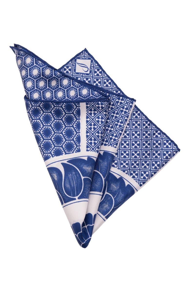 Elizabetta Monza - Silk Pocket Square for Men, Alternate, color, Blue
