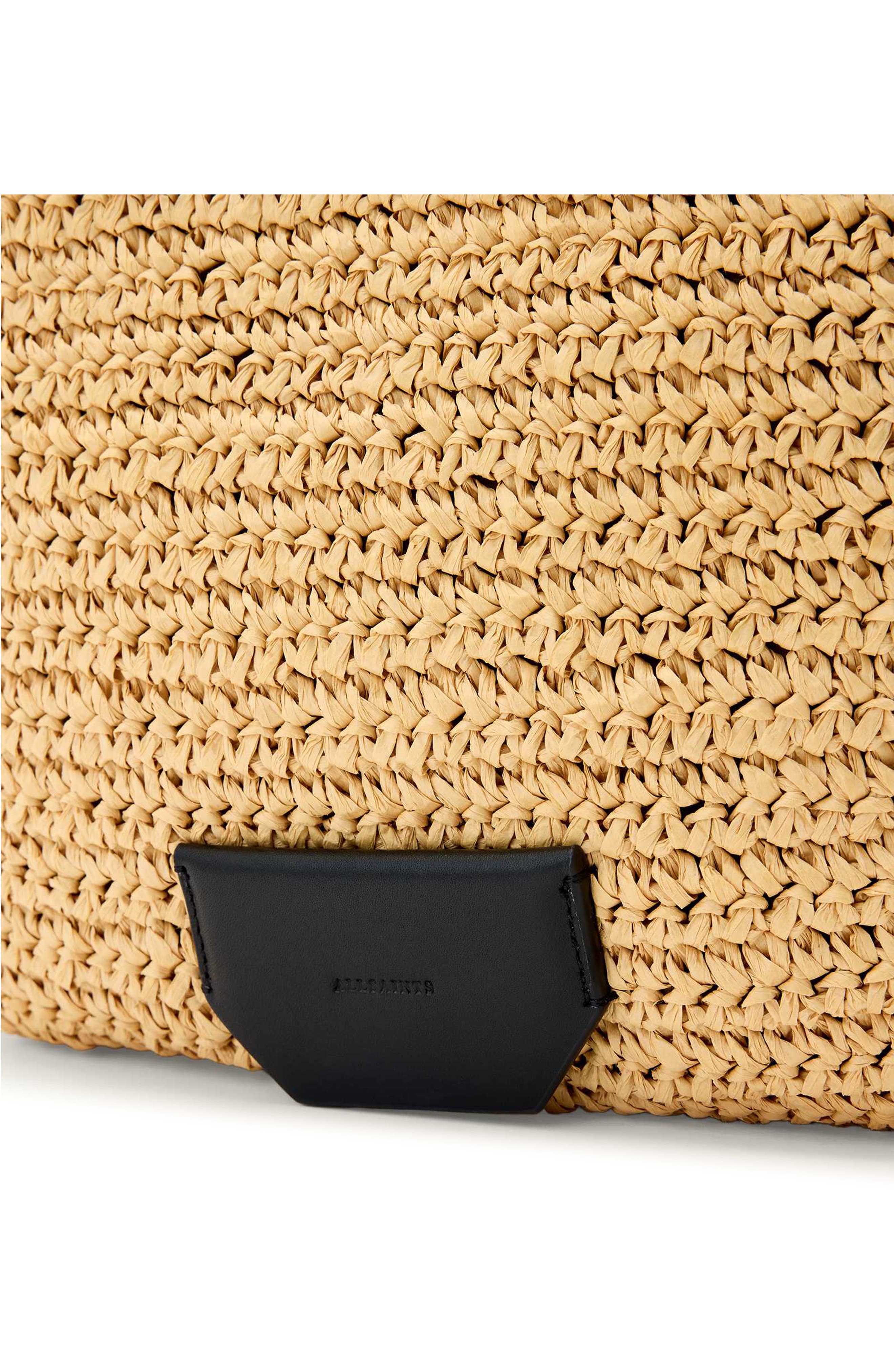 AllSaints Mini Asha Paper Straw Shoulder Bag, Alternate, color, Natural