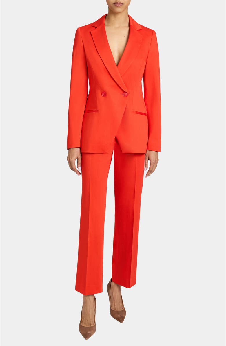 Santorelli ROWAN Double Breasted Two-Button Jacket in Stretch Cotton, Alternate, color, Poppy