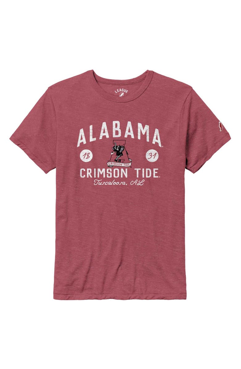 LEAGUE COLLEGIATE WEAR Men's League Collegiate Wear Crimson Alabama Crimson Tide Bendy Arch Victory Falls Tri-Blend T-Shirt, Alternate, color, 