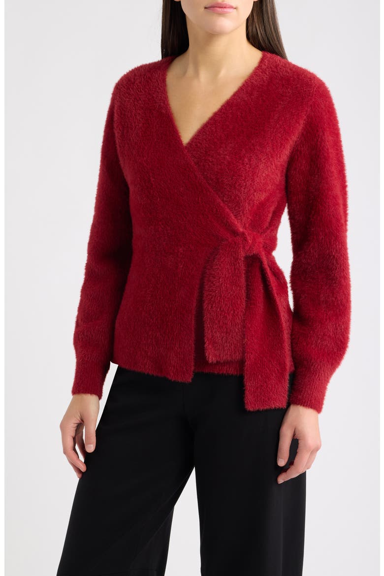 Eyelash Wrap Sweater, Main, color, TITIAN RED