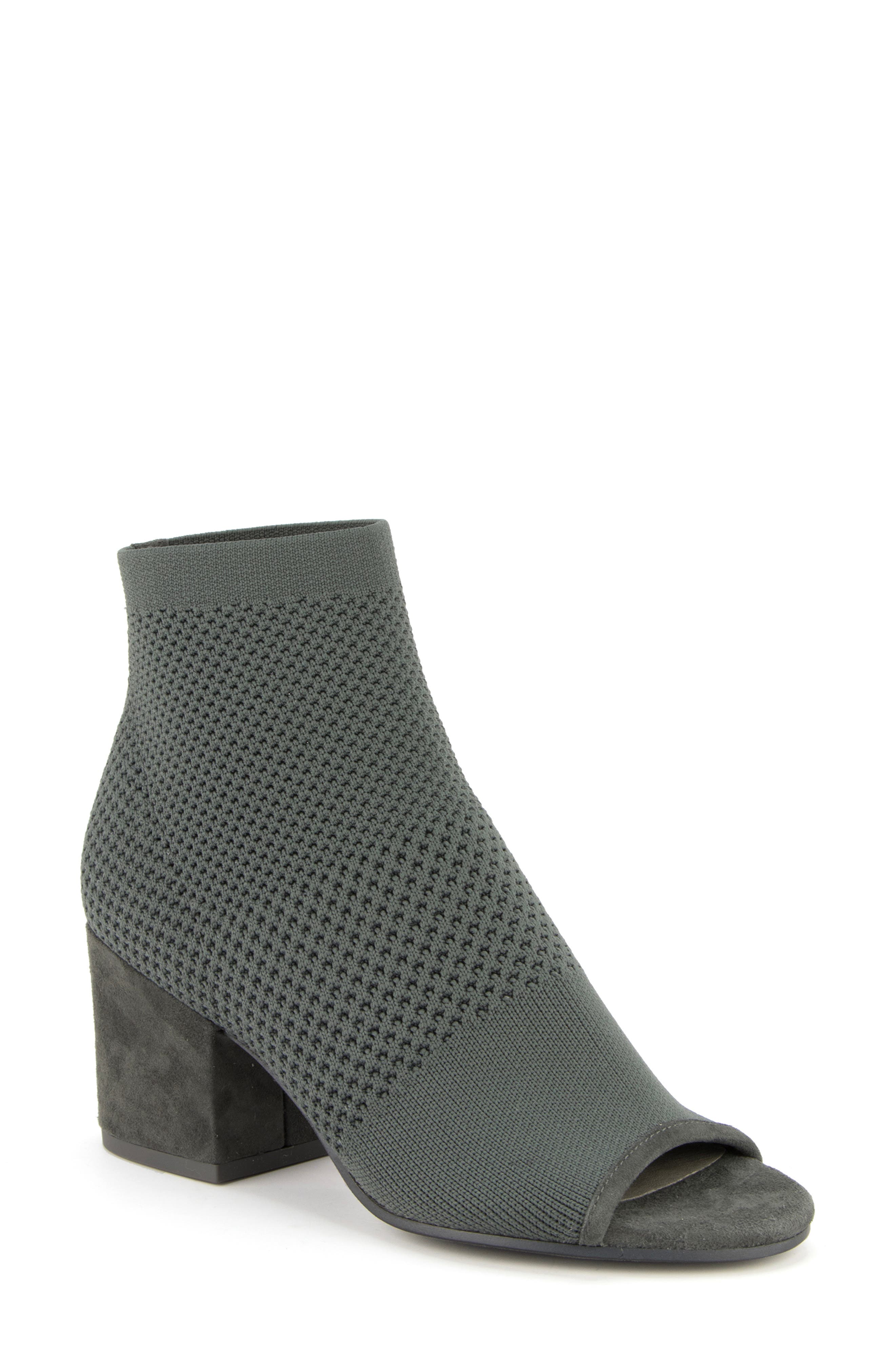 Croft Open Toe Knit Bootie, Main, color, GRAPHITE STRETCH FABRIC
