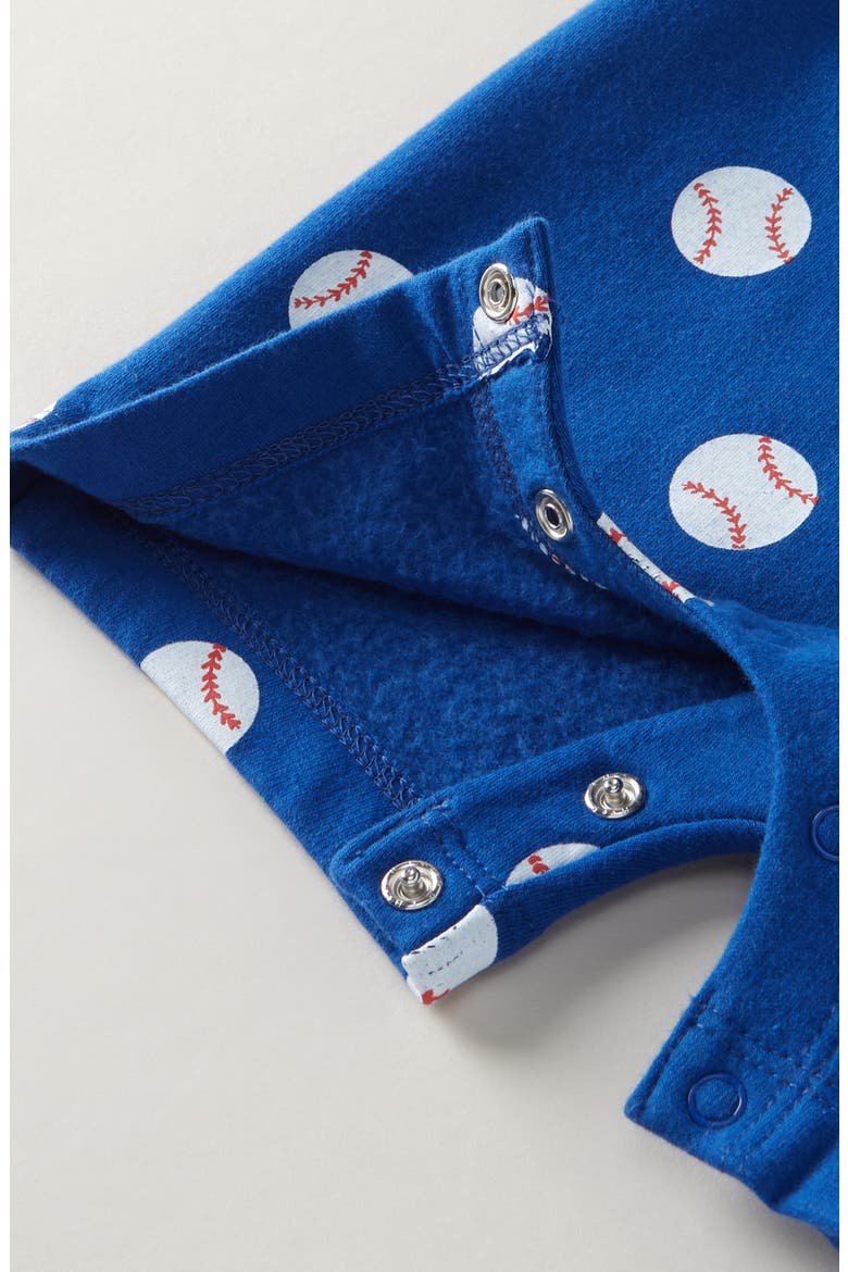 Baseball Print Short Overalls & T-Shirt Set, Alternate, color, BLUE BASEBALL DOT- WHITE