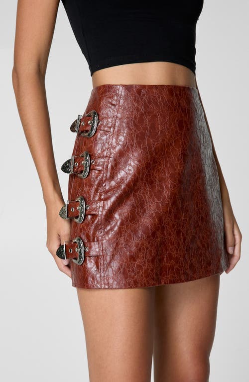 Nasty Gal Buckle Distressed Faux Leather Miniskirt