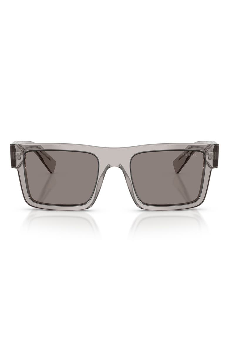 Prada 52mm Rectangular Sunglasses, Main, color, Hematite / Dark Grey