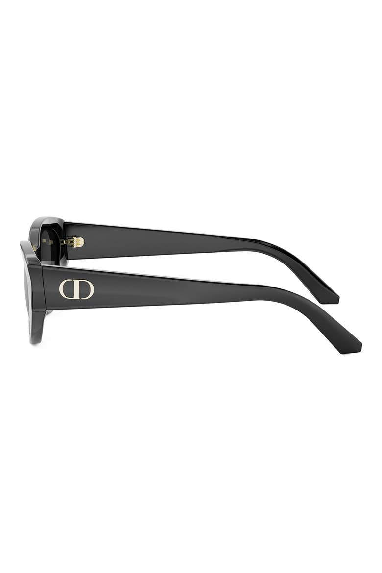 'DiorGlow B1I 53mm Cat Eye Sunglasses, Alternate, color, SHINY BLACK / SMOKE