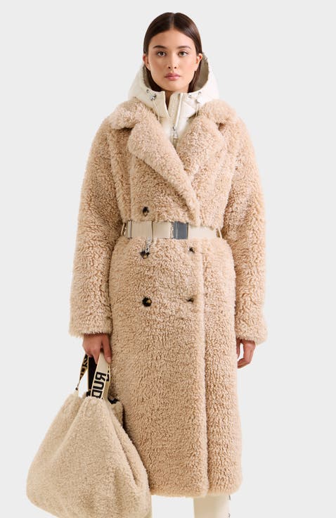 Tina Belted Teddy Jacket with Removable Puffer Hood