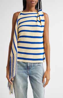Proenza Schouler Yves Stripe Fringe Knit Top