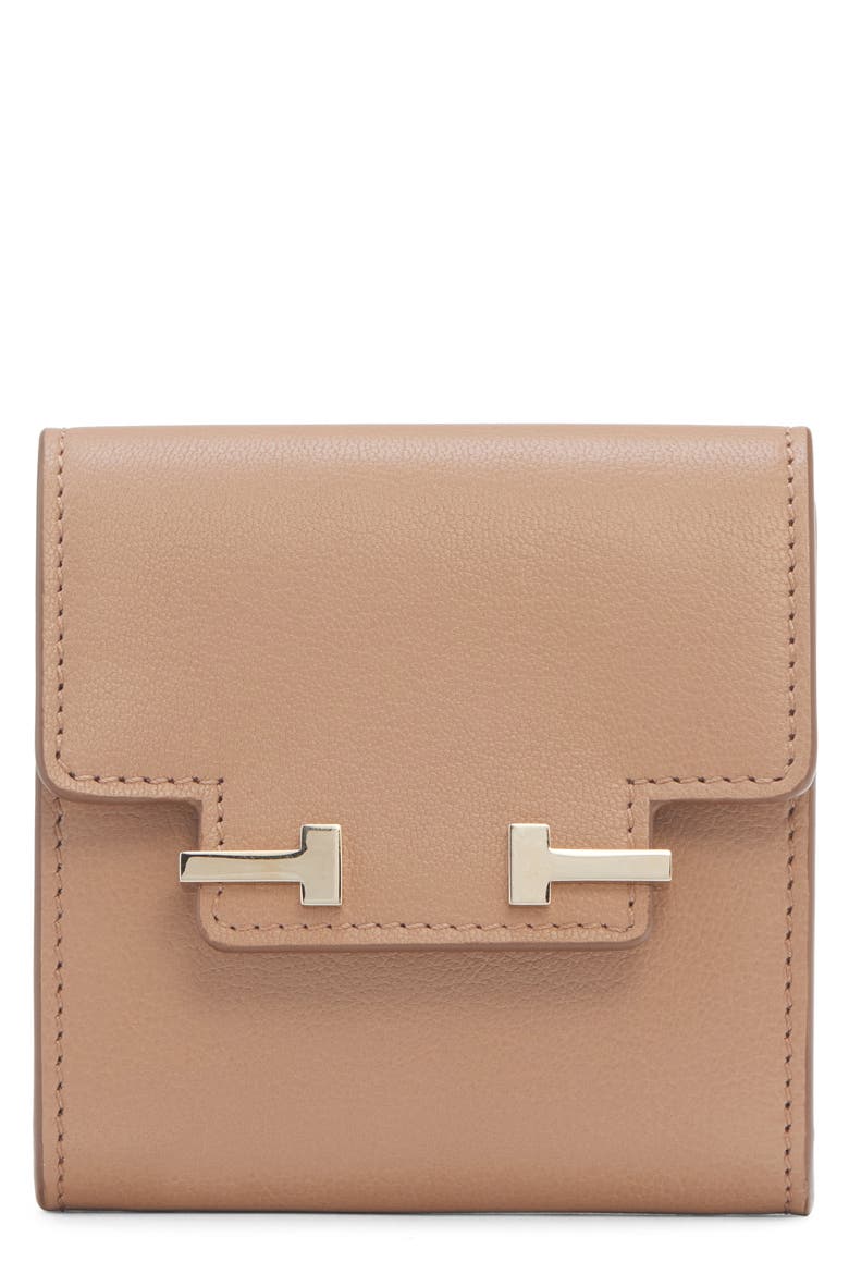 Double T Leather Card Holder, Main, color, RHUM