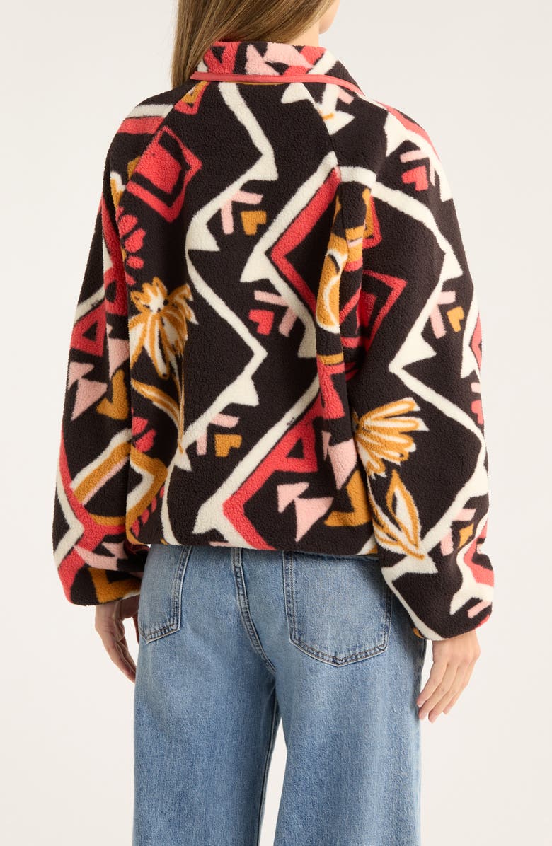 Wrangler Retro Punchy Half Snap Faux Shearling Pullover, Alternate, color, Pink/Black