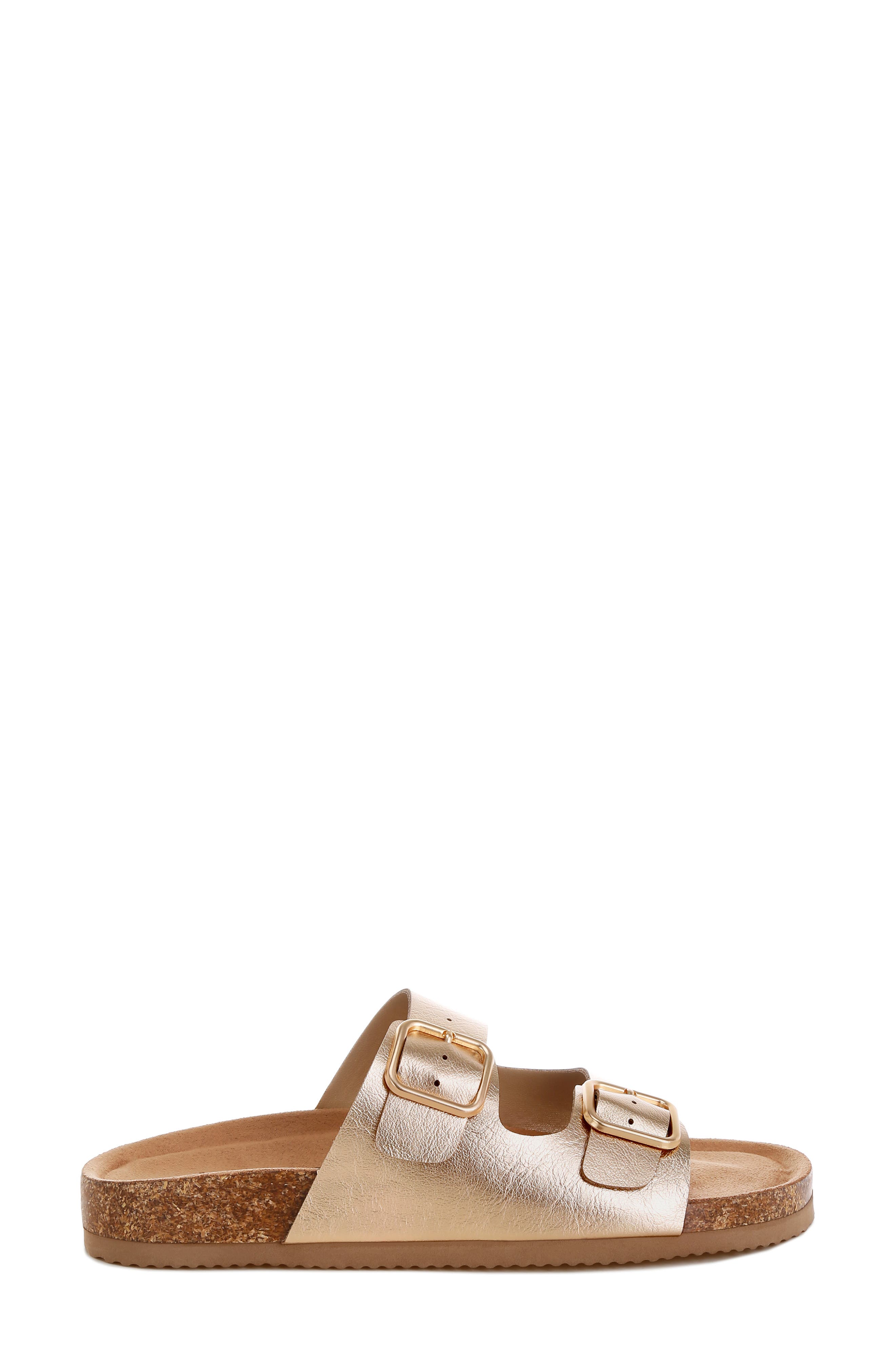 LONDON RAG Parla Double Strap Slide Sandal, Alternate, color, Gold