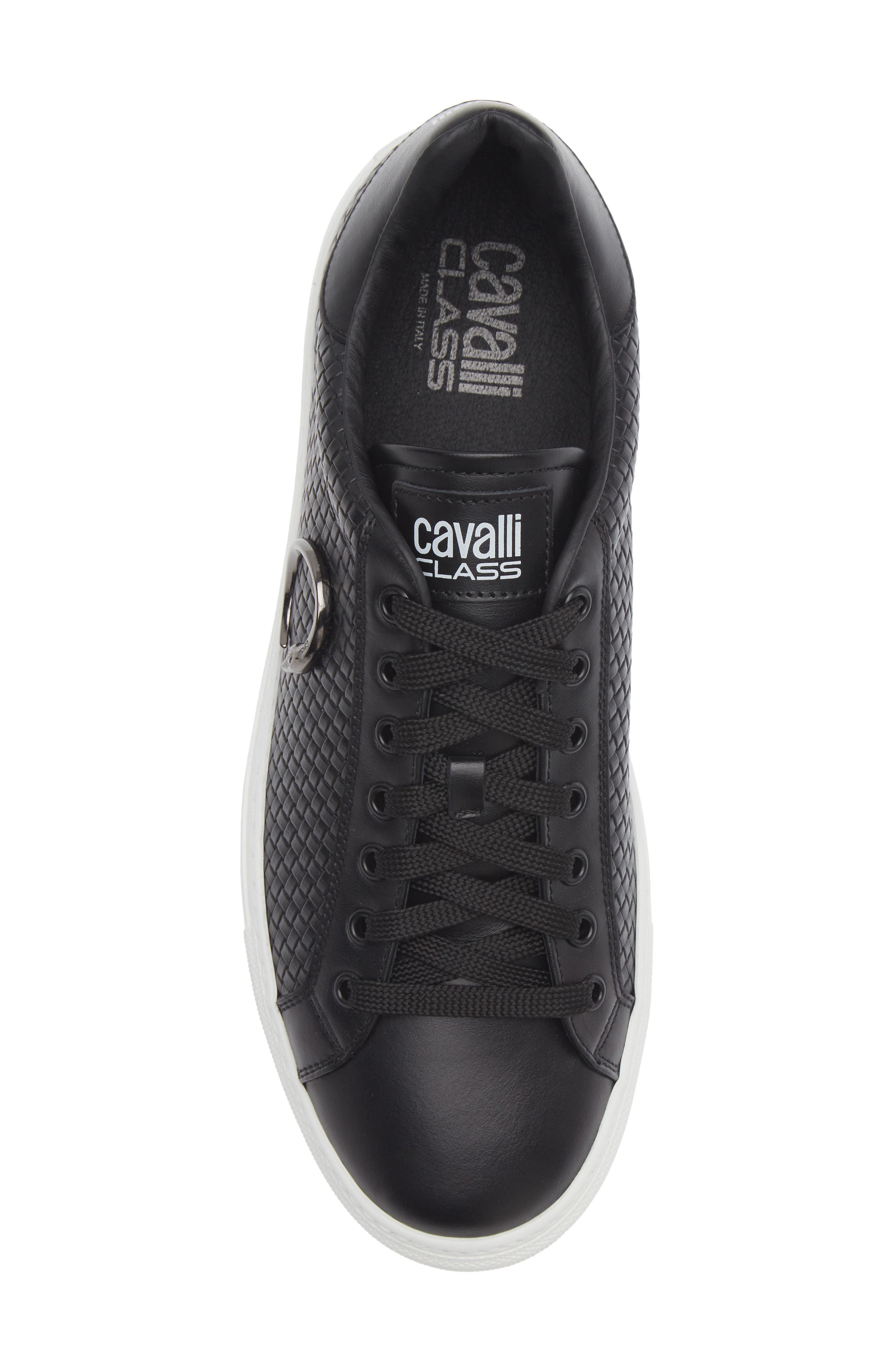 Roberto Cavalli Woven Low Top Sneaker, Alternate, color, Black
