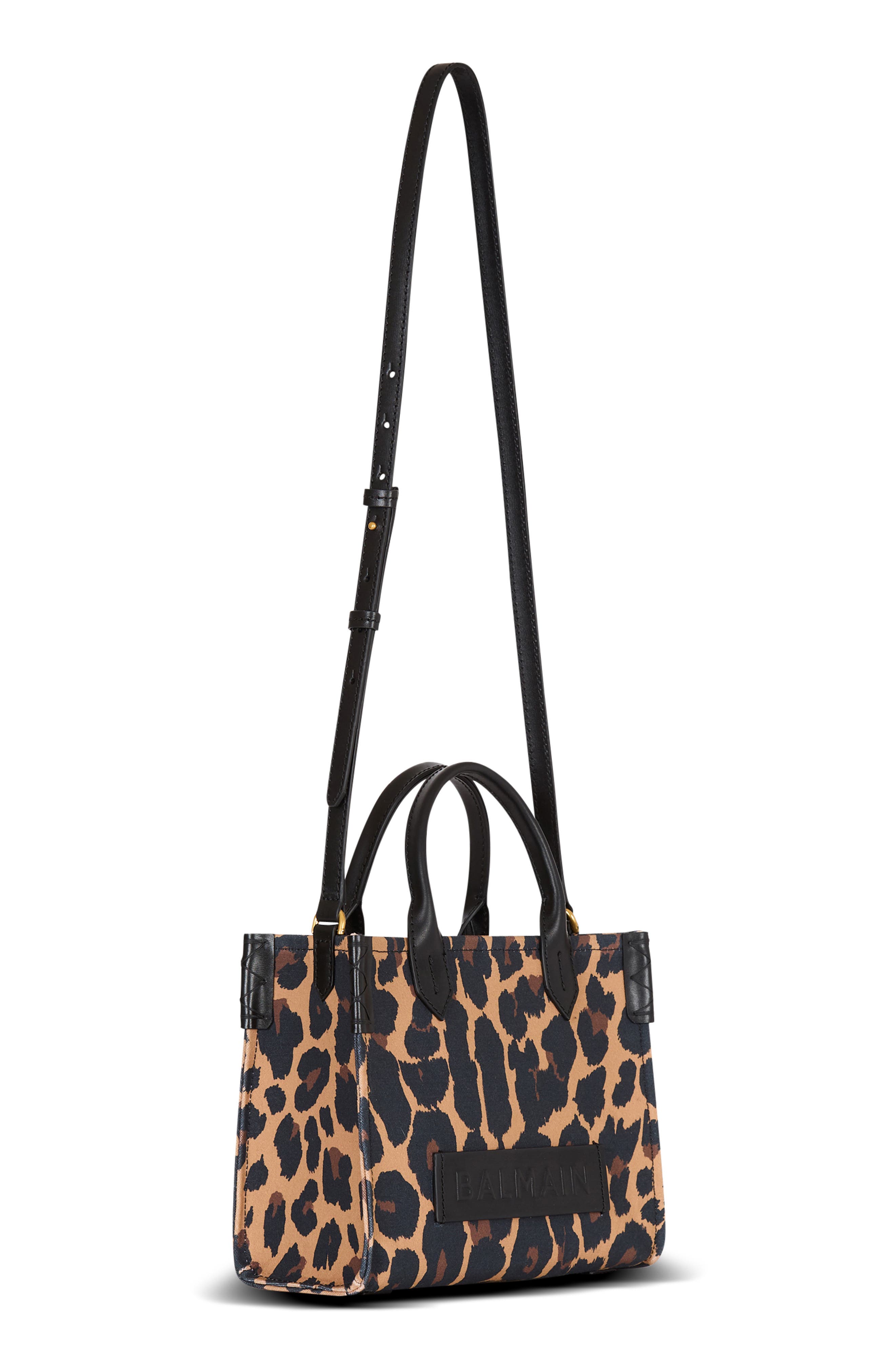 Balmain Small B-Army Leopard Print Canvas Crossbody Bag, Alternate, color, Multi Grey