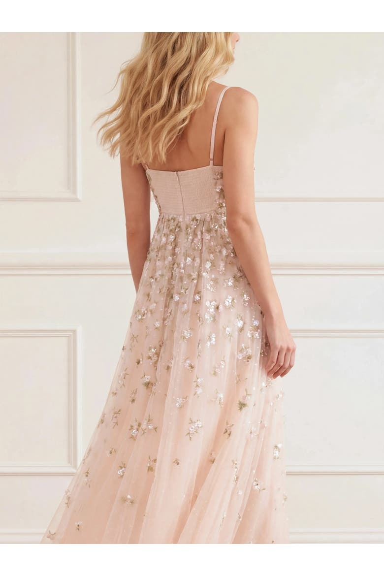 Meadow Ditsy Cami Ankle Gown, Alternate, color, Opal/Peach