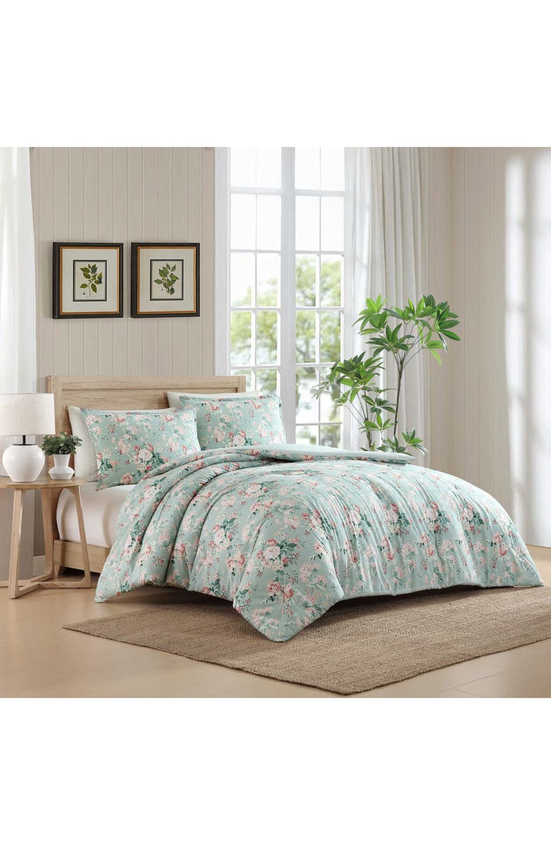 Laura Ashley Rosemoore Cotton Comforter Set, Alternate, color, Light-Pastel Green