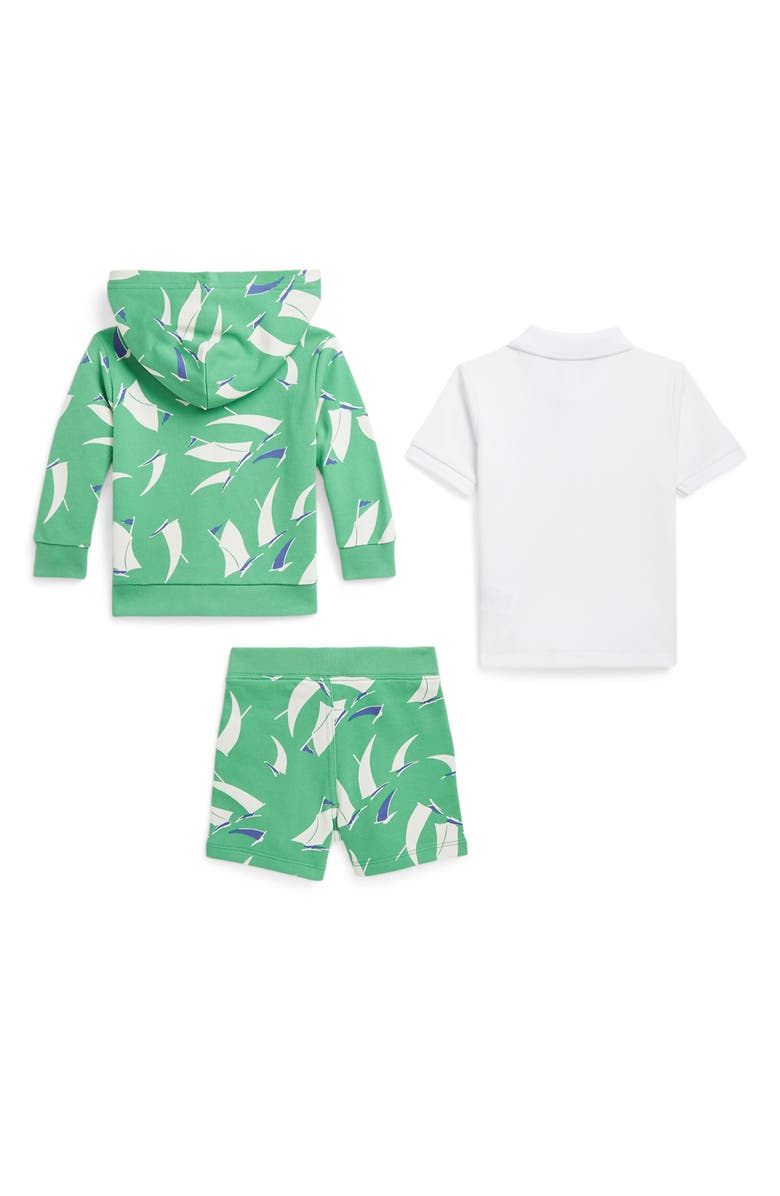 Ralph Lauren Polo Shirt, Terry Hoodie & Shorts Set, Alternate, color,