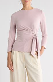 NORDSTROM RACK Three Quarter Sleeve Side Tie Knit Top