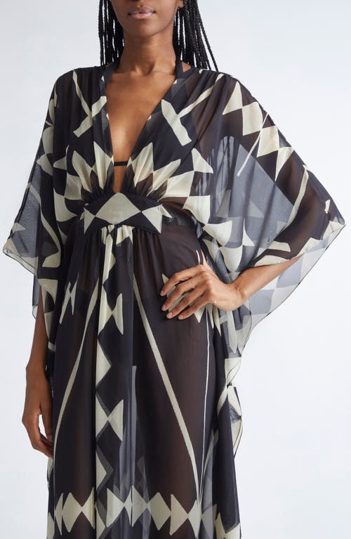 Johanna Ortiz Secret Garden Georgette Caftan Dress In Blue
