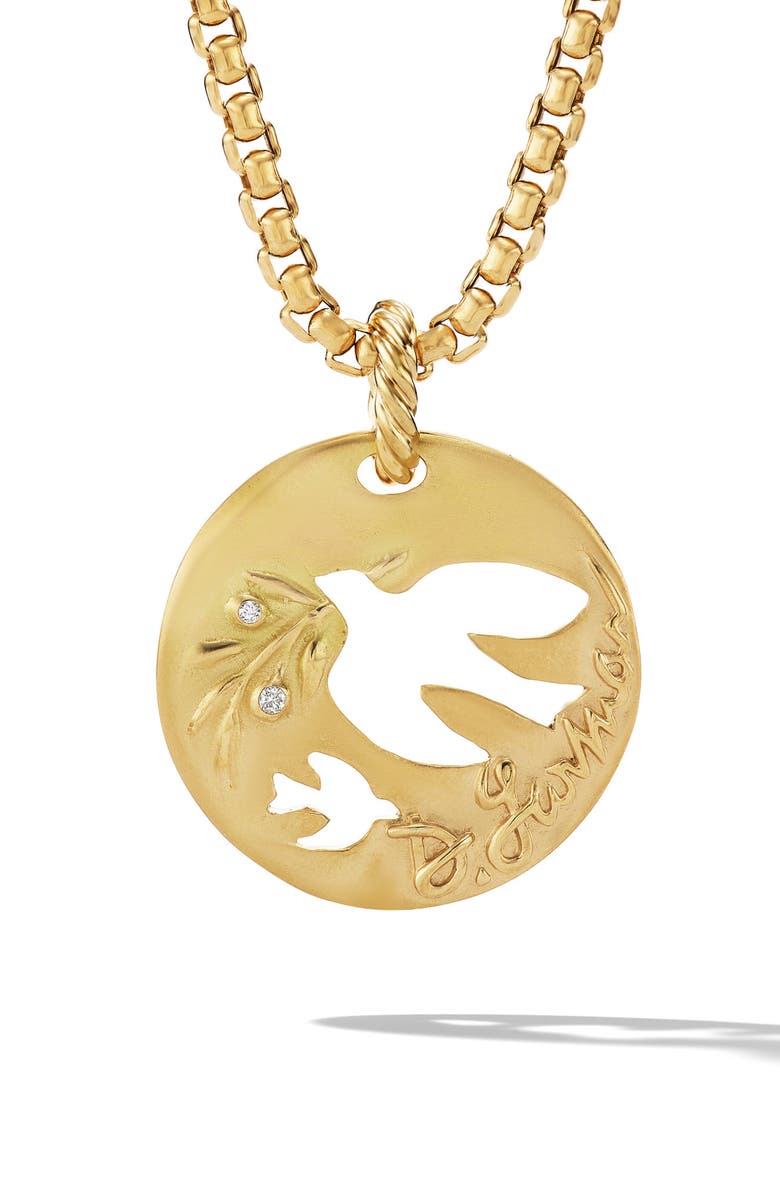 David Yurman DY Elements<sup>®</sup> Dove Pendant in 18K Yellow Gold with Diamonds, Main, color, 