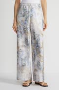 Lafayette 148 New York Riverside Fern Print Silk Twill Wide Leg Pants