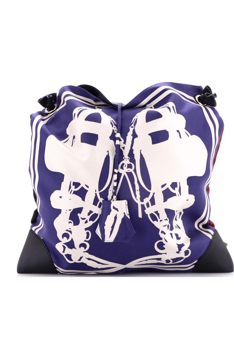 Pre-Owned Hermes Silky City Bag Printed Silk and Leather PM, Main, color, Blue