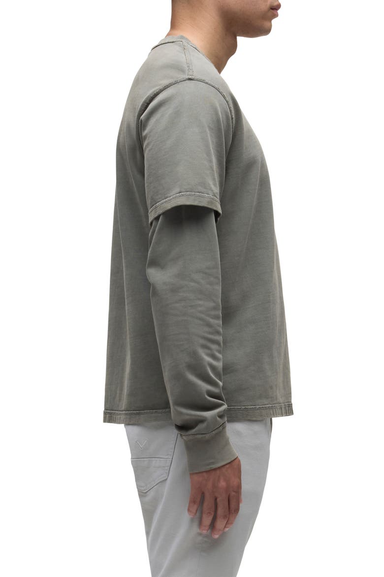 Hybrid Layered Cotton T-Shirt, Alternate, color, STONE GREY