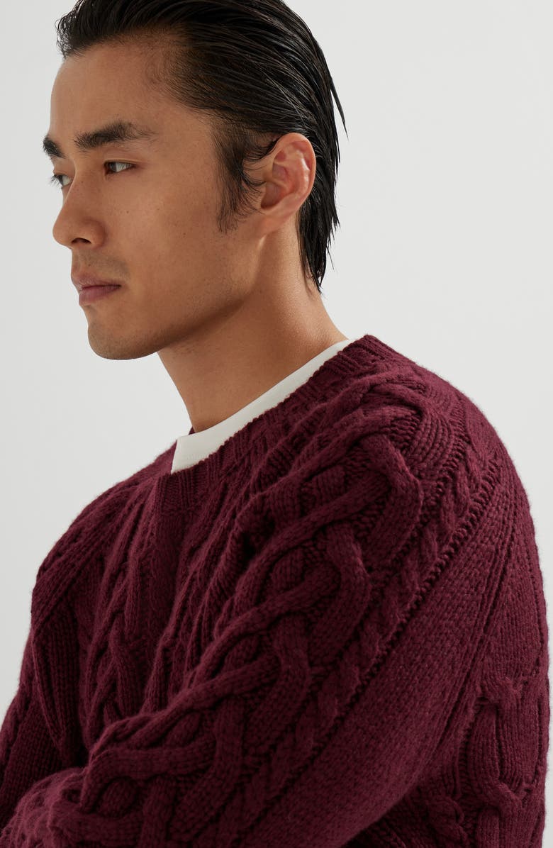 Brunello Cucinelli Cable knit sweater, Alternate, color, Burgundy