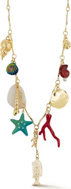 CHLOE AND MADISON Seashore Goldtone Charm Necklace