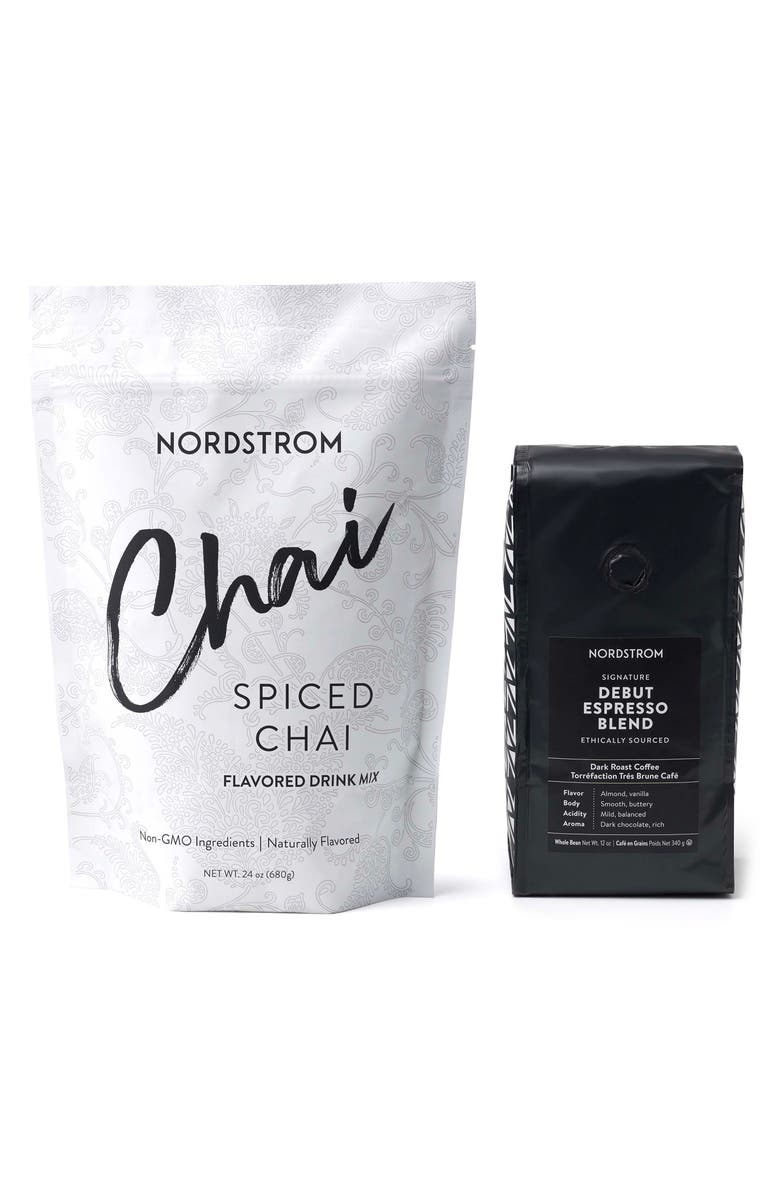 FRANZESE Spiced Chai Flavored Drink Mix & Debut Espresso Blend Whole Bean Coffee, Main, color, 