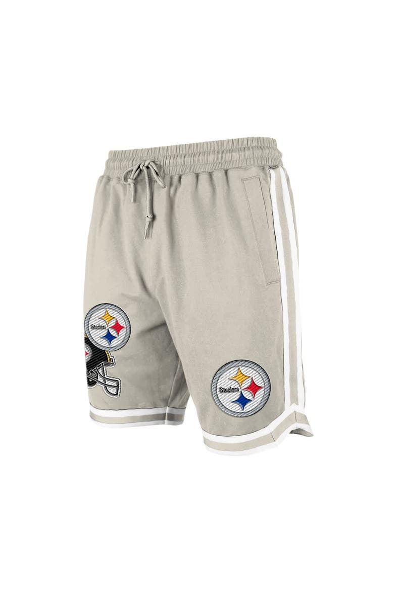 Men's New Era Light Beige Pittsburgh Steelers Stone Multi Patch Shorts, Alternate, color, Light Beige