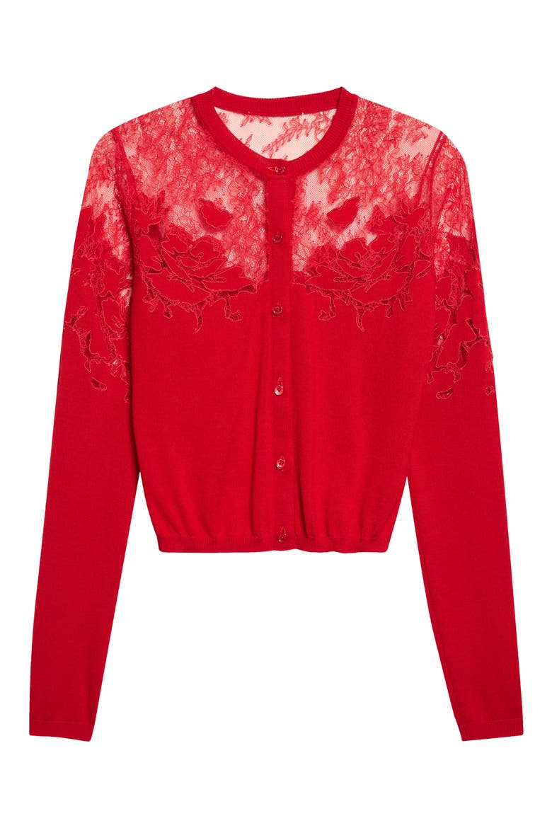 Talia Lace Cardigan, Alternate, color, CERISE