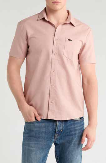 RVCA Douglas Solid Short Sleeve Cotton Button-Up Shirt