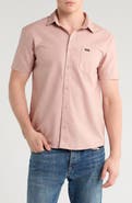 RVCA Douglas Solid Short Sleeve Cotton Button-Up Shirt