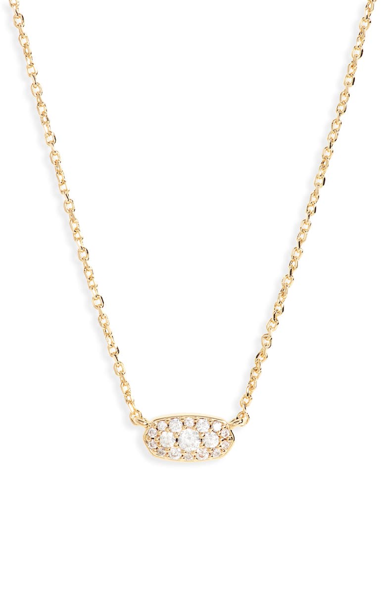 Kendra Scott Grayson Crystal Pendant Necklace, Main, color, Gold