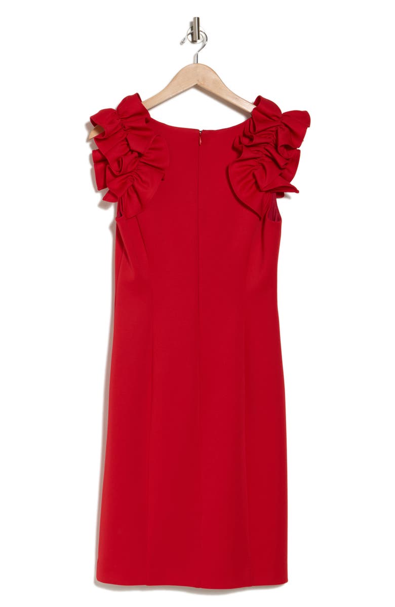 Donna Ricco Ruffle Shoulder Sheath Dress, Alternate, color, Red