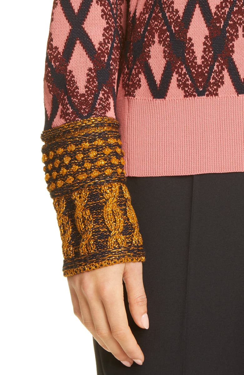 Dries Van Noten Madrid Metallic Merino Wool Blend Sweater, Alternate, color, 