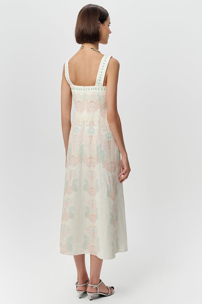Elvis Square Neck Linen Midi Dress, Alternate, color, Multi Color