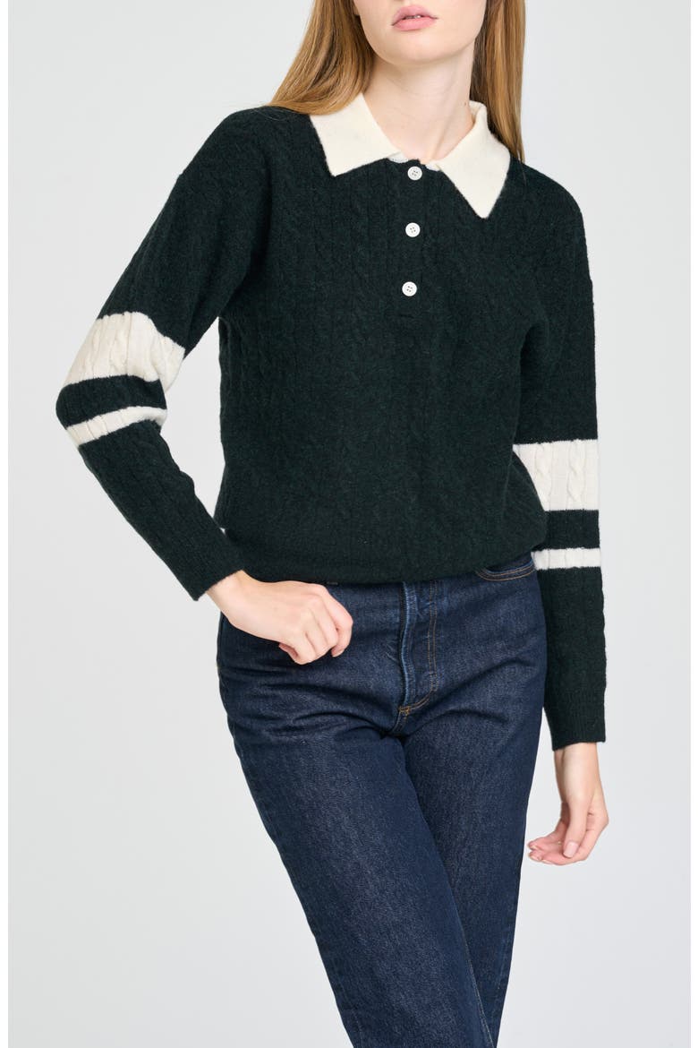 Scout Cable Knit Sweater, Alternate, color, GREEN/ IVORY