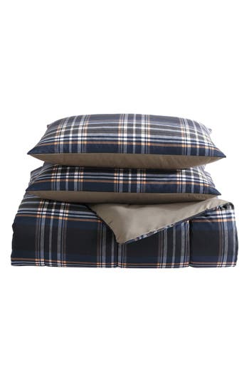Wrangler City Flats Plaid Comforter & Sham Set In Dark Blue